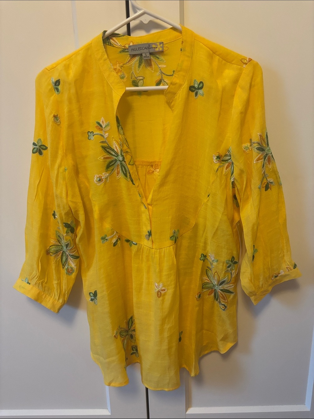 FIGUE Yellow Embroidered Women's Tunic Top